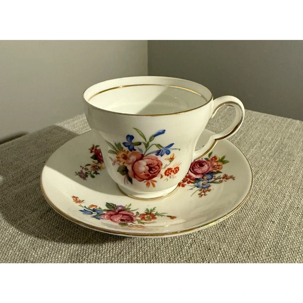 🌸 Stanley Fine Bone China Floral Teacup & Saucer Set | England